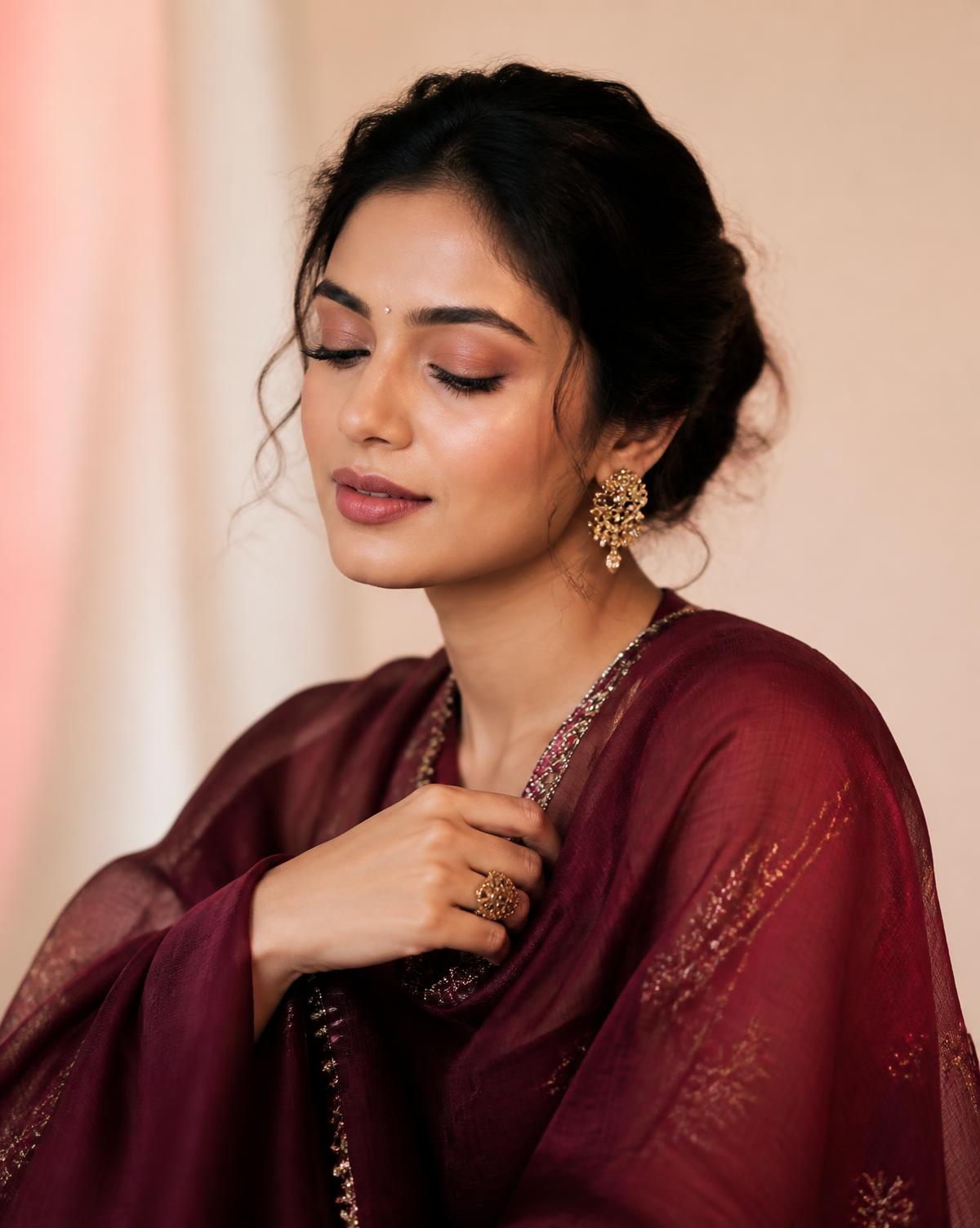 Woman with soft, natural beauty makeup at Aver Shine Beauty Parlour, Indore